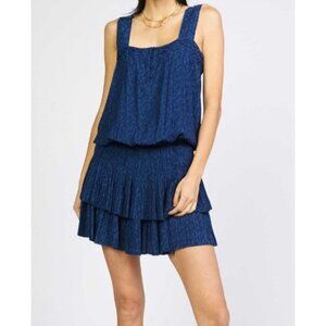 Current Air ANTHROPOLOGIE  Navy Sleeveless  Buttoned Square Neck Mini  Dress S